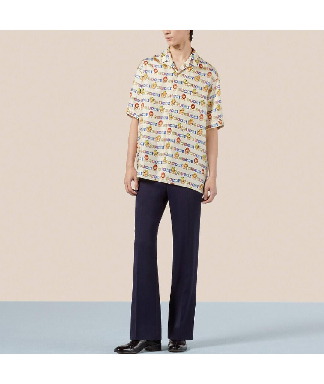 GUCCI Желтая шелковая кэжуал рубашка, фото 2