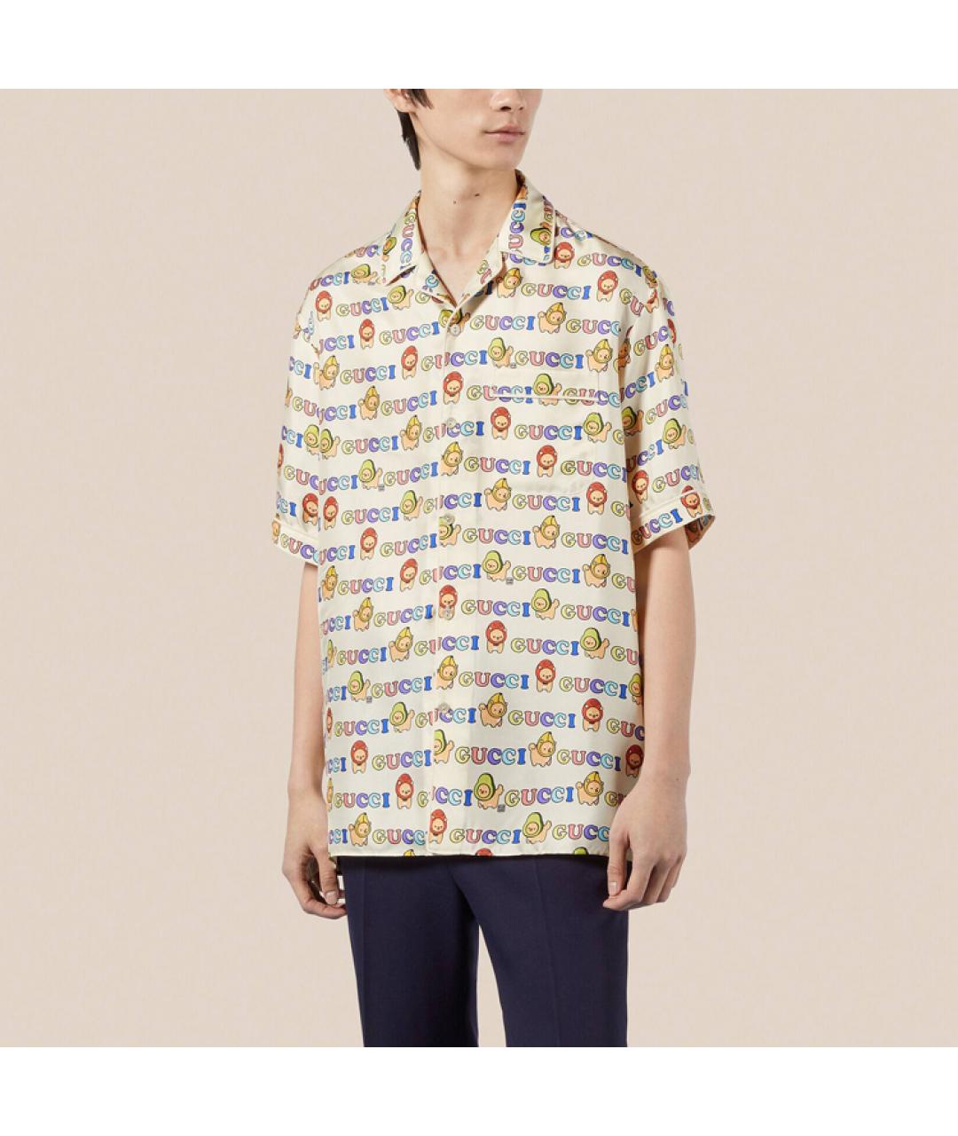 GUCCI Желтая шелковая кэжуал рубашка, фото 3