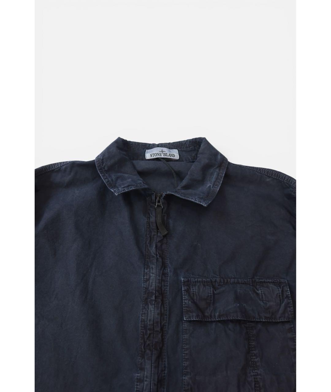 STONE ISLAND Темно-синяя хлопковая кэжуал рубашка, фото 4