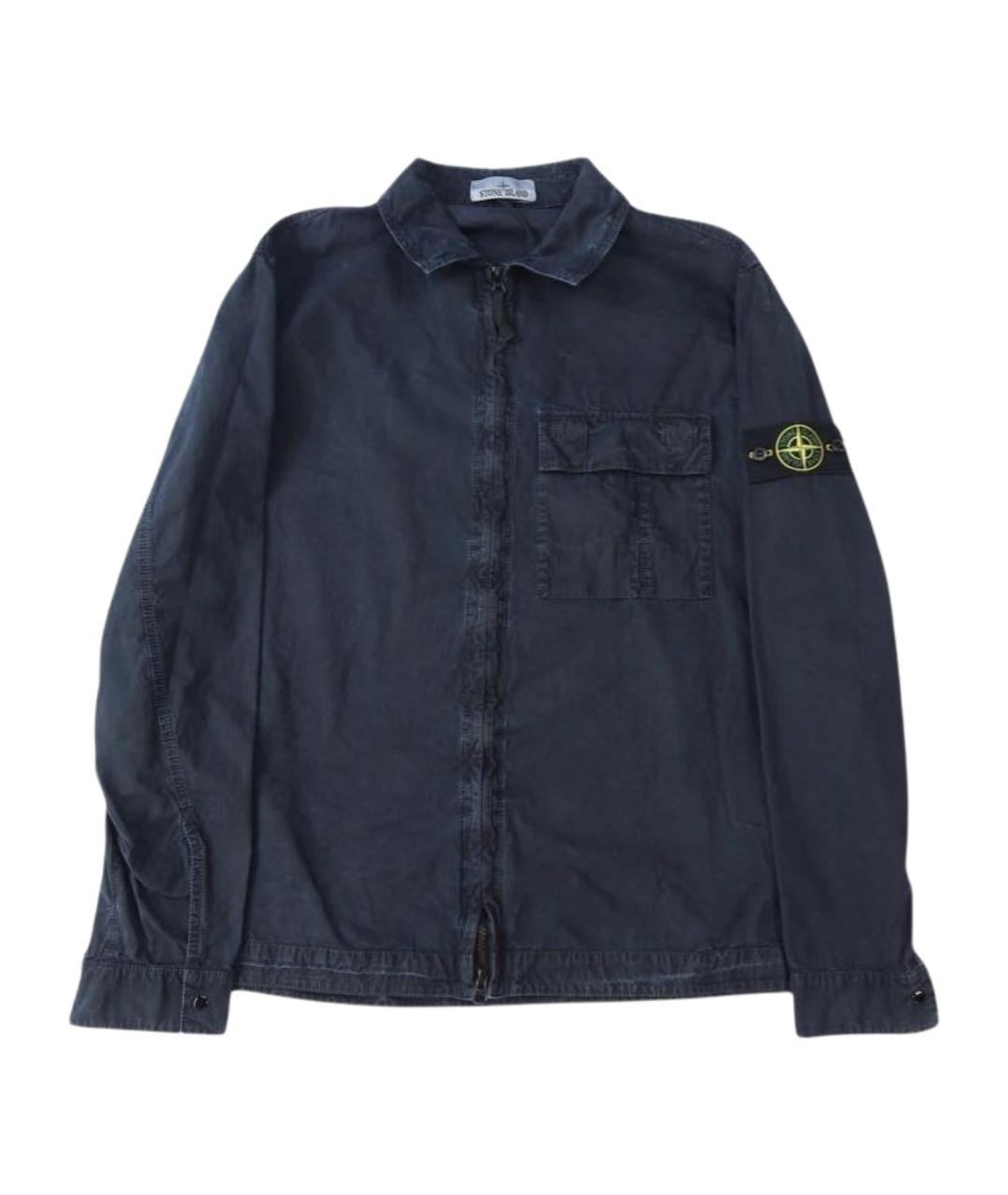 STONE ISLAND Темно-синяя хлопковая кэжуал рубашка, фото 1