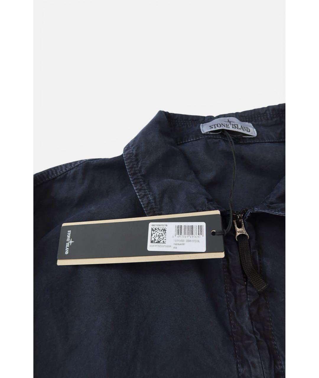 STONE ISLAND Темно-синяя хлопковая кэжуал рубашка, фото 5