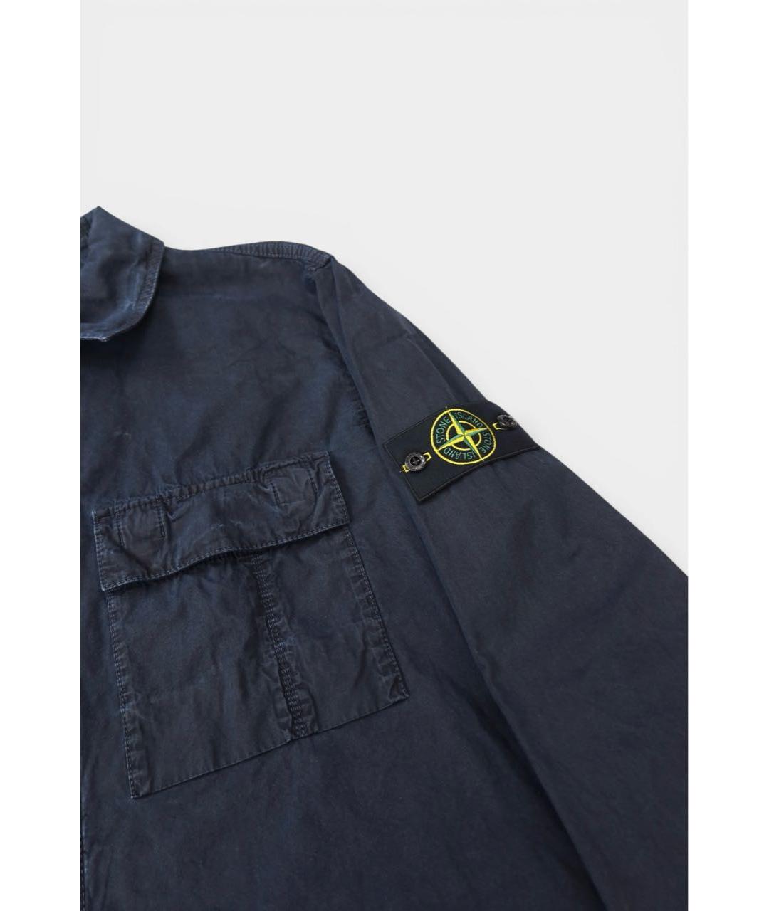STONE ISLAND Темно-синяя хлопковая кэжуал рубашка, фото 3