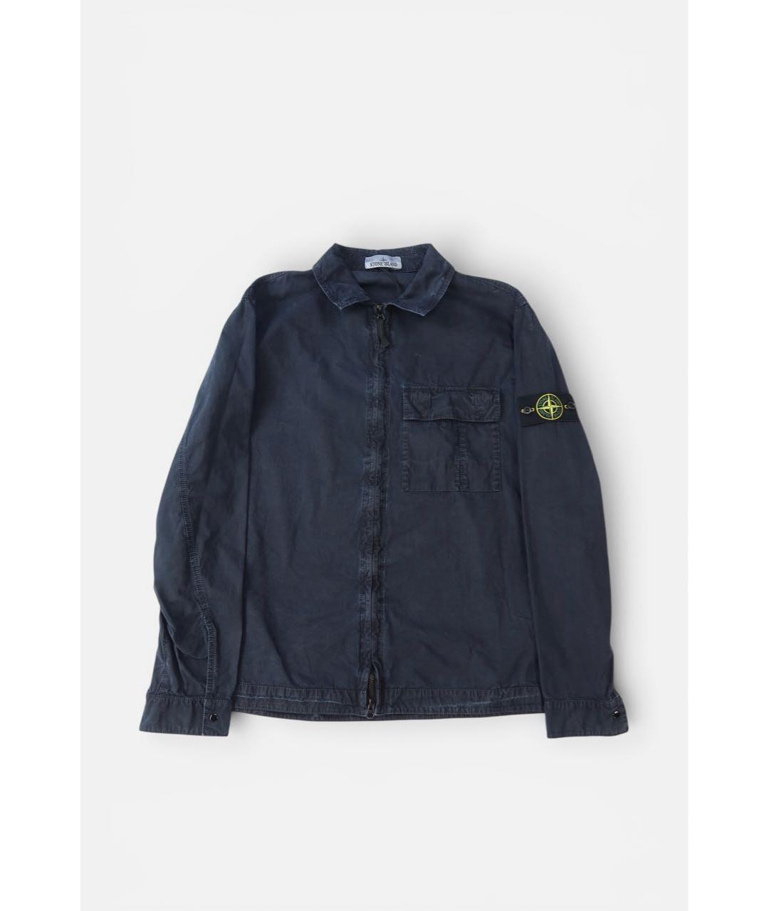 STONE ISLAND Темно-синяя хлопковая кэжуал рубашка, фото 9