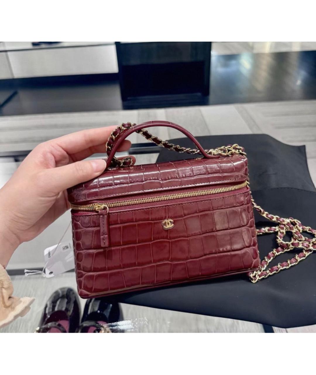 CHANEL Бордовая кожаная сумка через плечо, фото 5