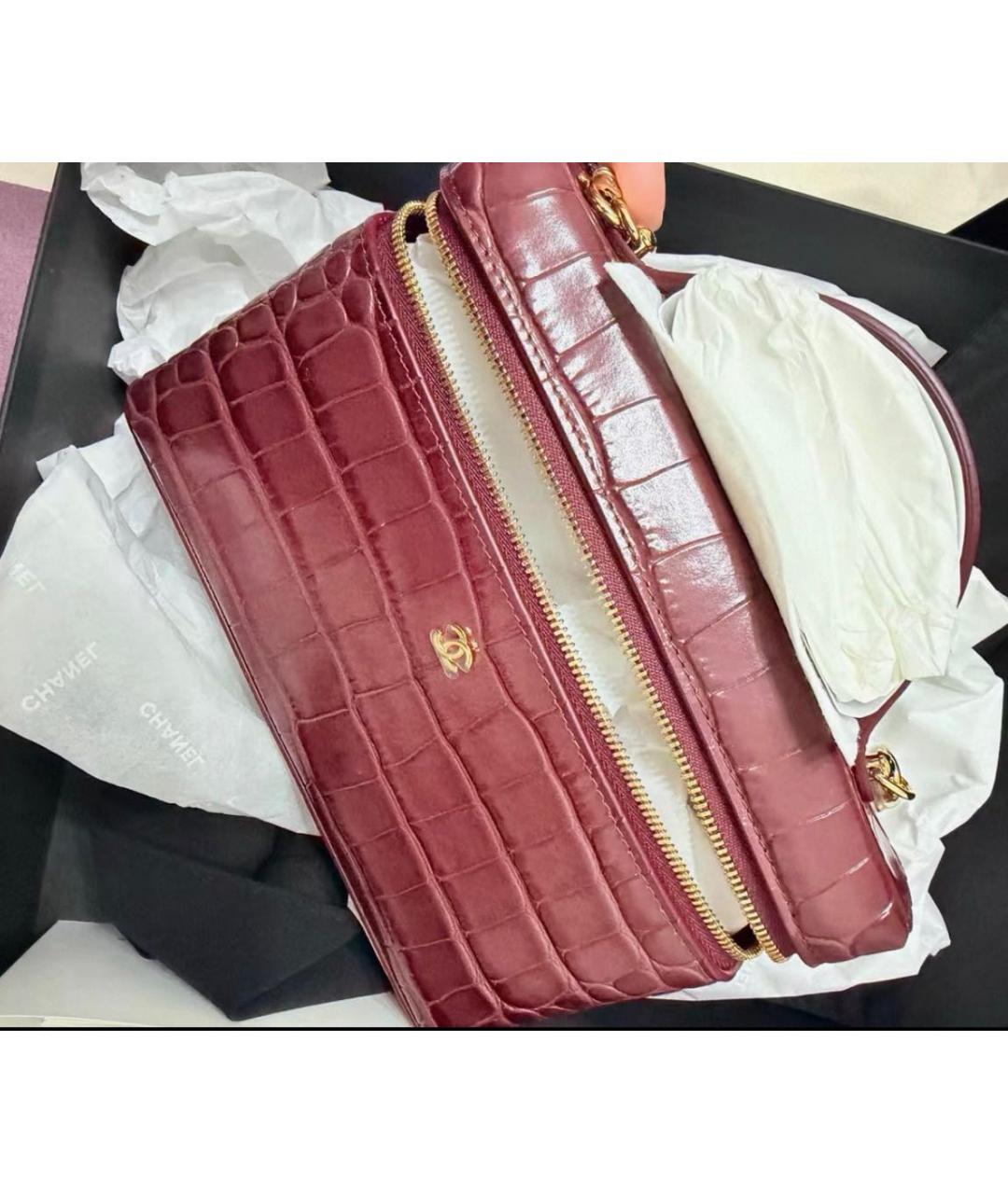 CHANEL Бордовая кожаная сумка через плечо, фото 3