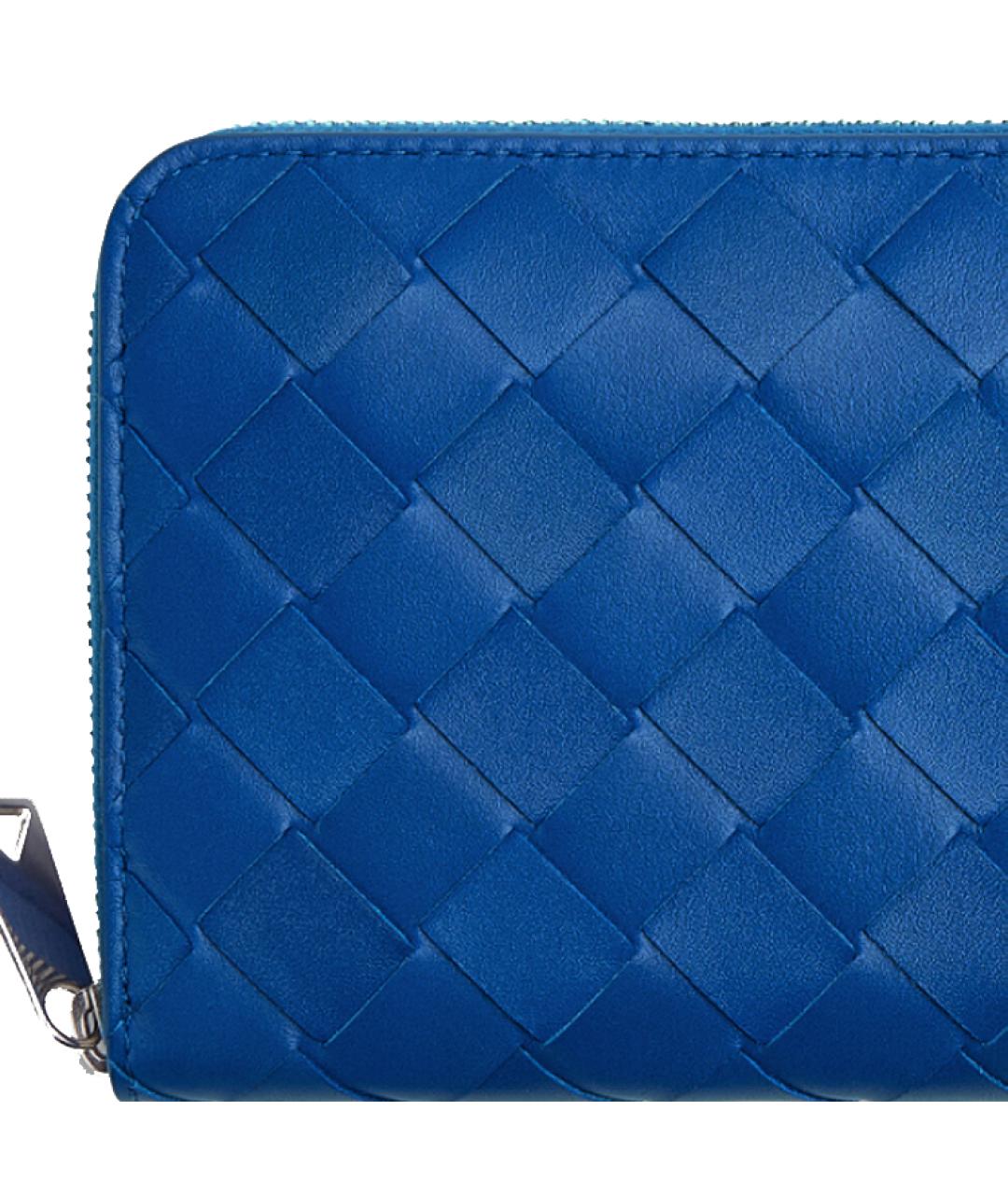 BOTTEGA VENETA Синий кожаный кошелек, фото 4