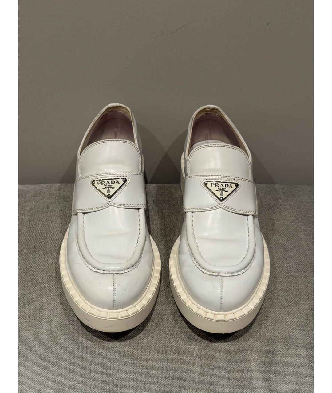 PRADA Белые кожаные брогги и оксфорды, фото 2