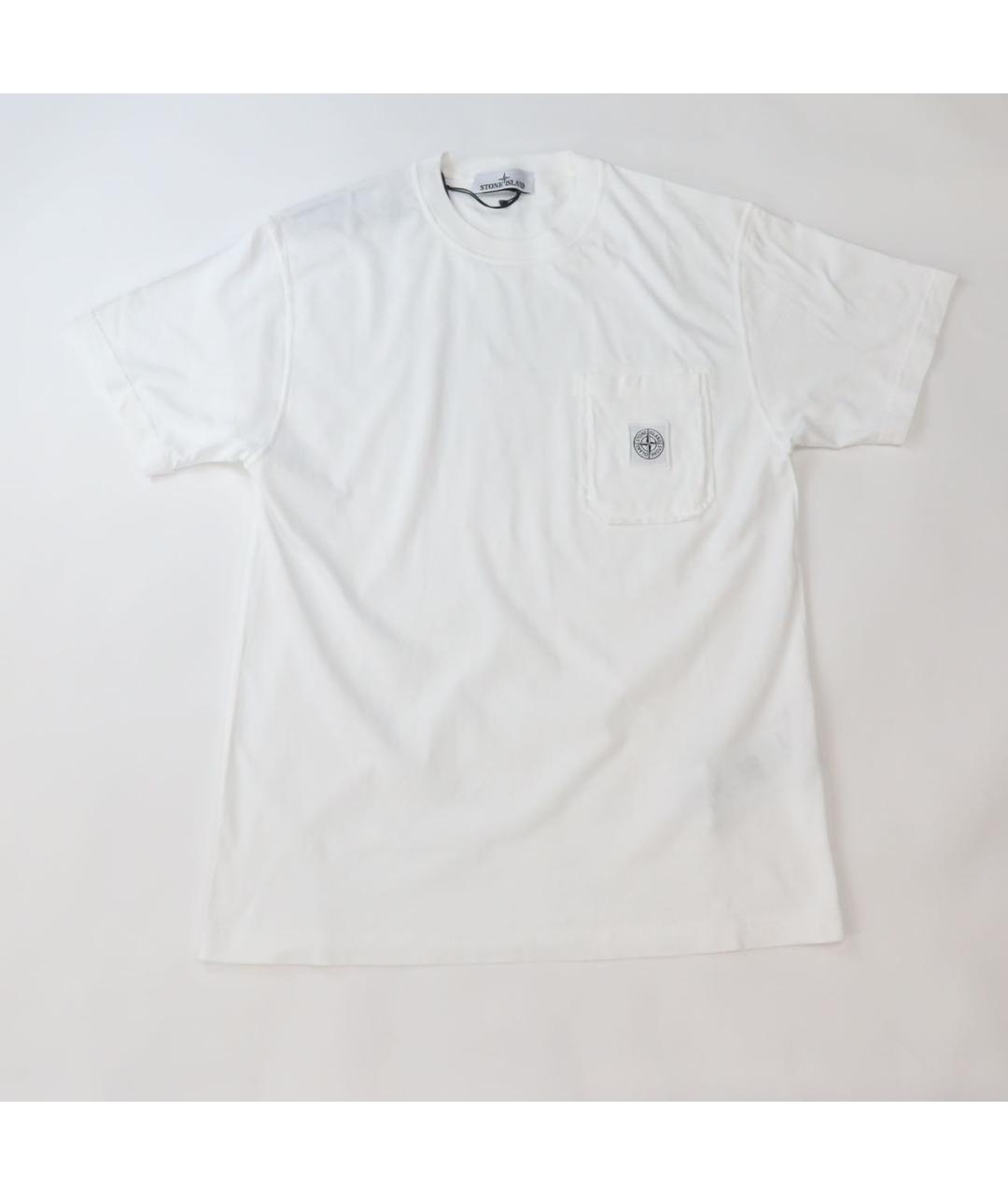 STONE ISLAND Белая хлопковая футболка, фото 6