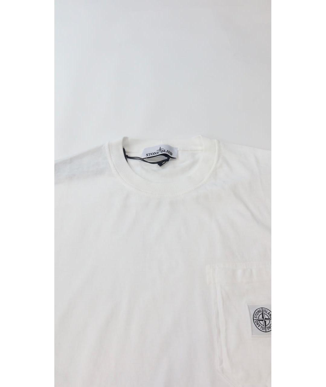 STONE ISLAND Белая хлопковая футболка, фото 3
