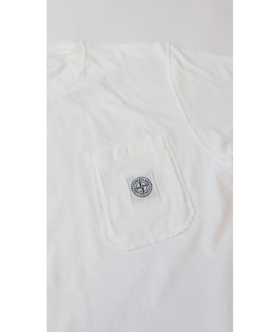 STONE ISLAND Белая хлопковая футболка, фото 4