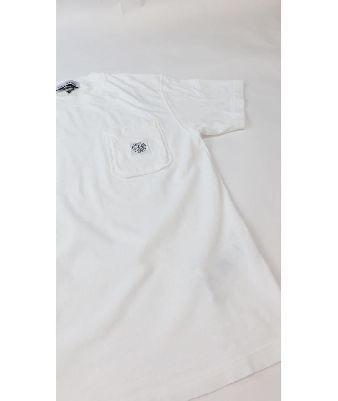 STONE ISLAND Белая хлопковая футболка, фото 2