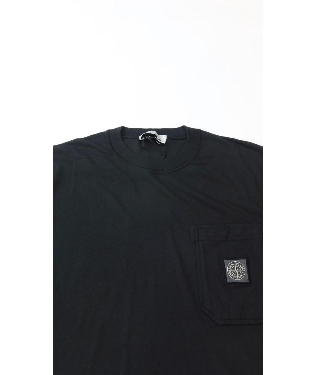 STONE ISLAND Черная хлопковая футболка, фото 3