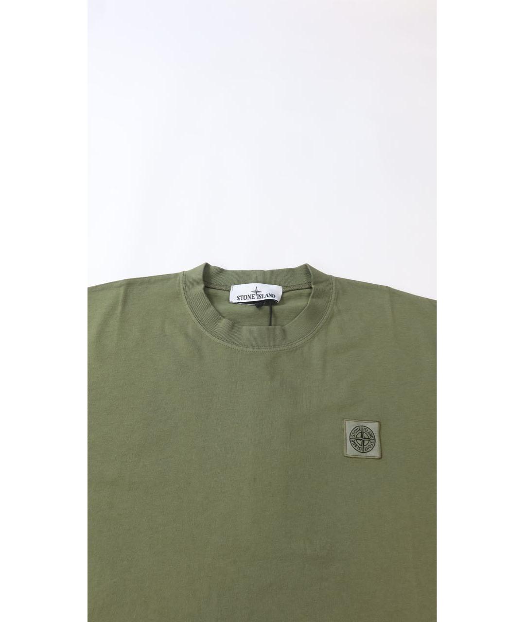 STONE ISLAND Зеленая хлопковая футболка, фото 3