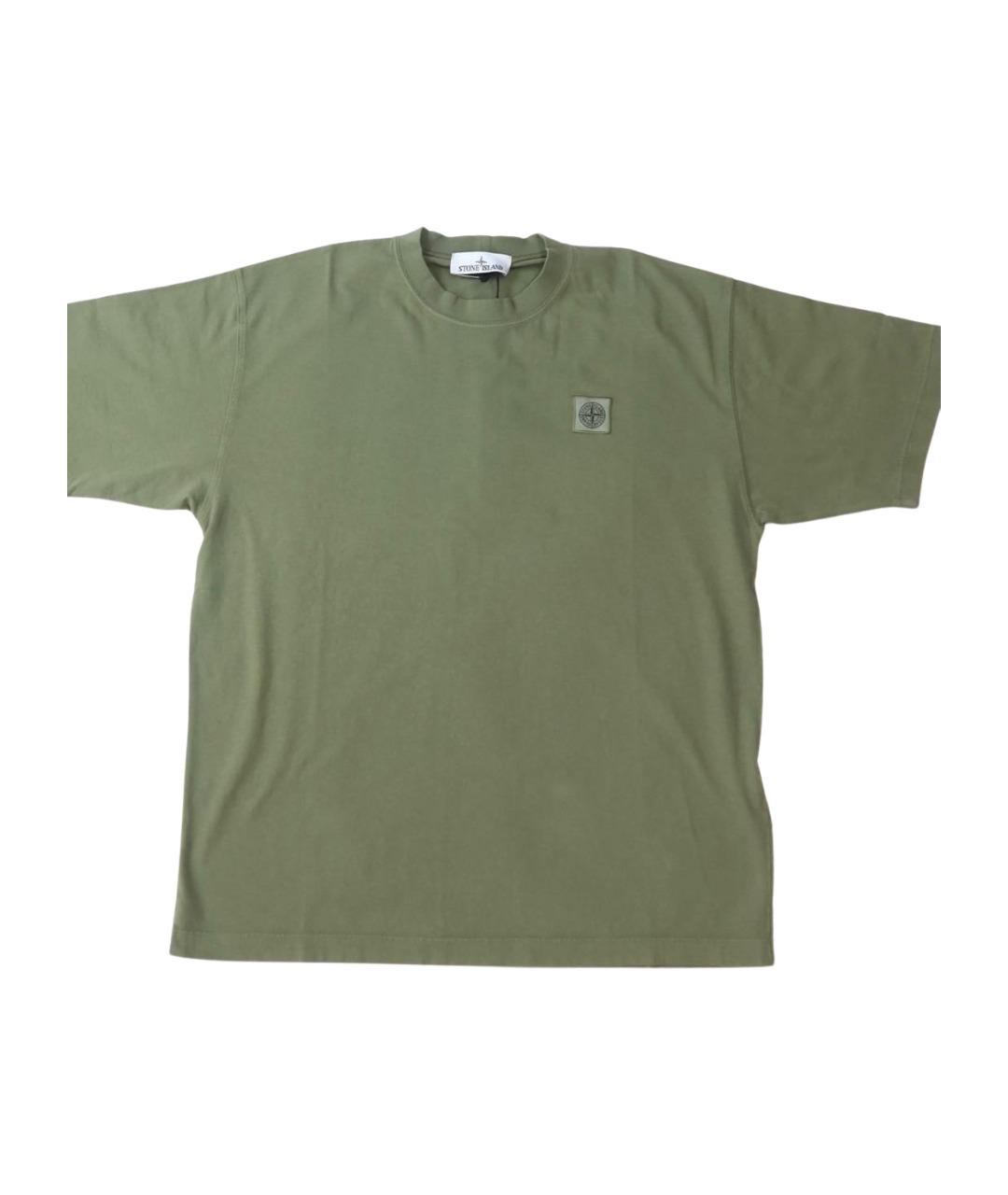 STONE ISLAND Зеленая хлопковая футболка, фото 1