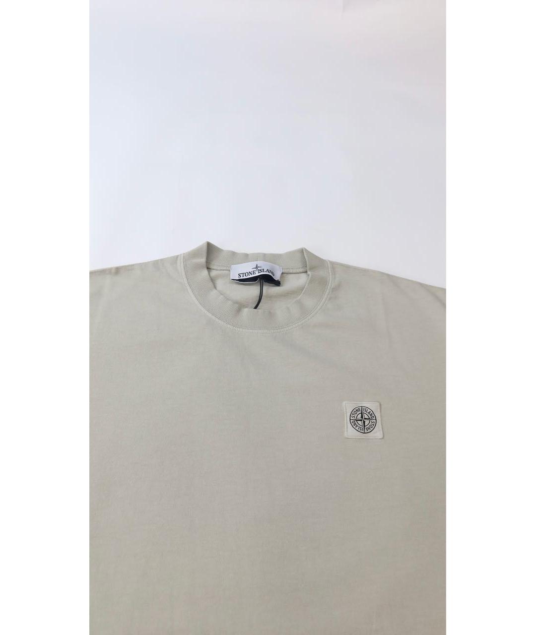 STONE ISLAND Серая хлопковая футболка, фото 3