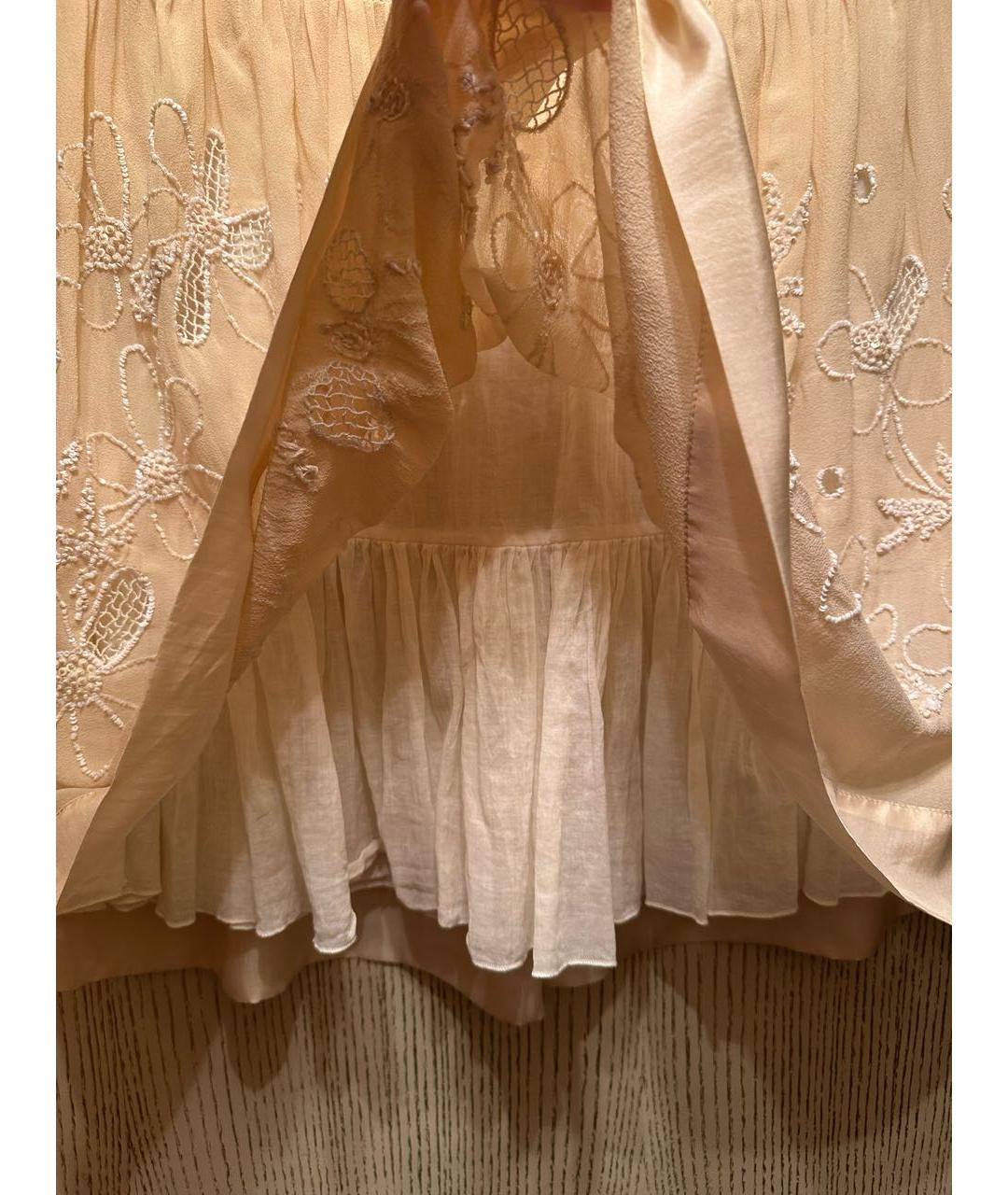 BLUMARINE Бежевая шелковая юбка миди, фото 4