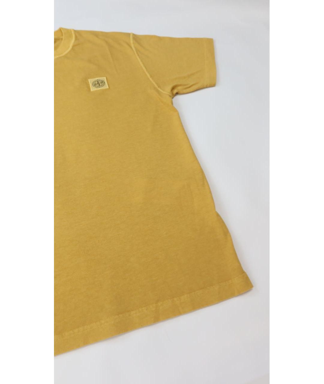STONE ISLAND Горчичная хлопковая футболка, фото 2