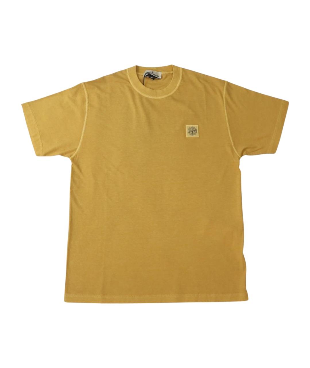 STONE ISLAND Горчичная хлопковая футболка, фото 1