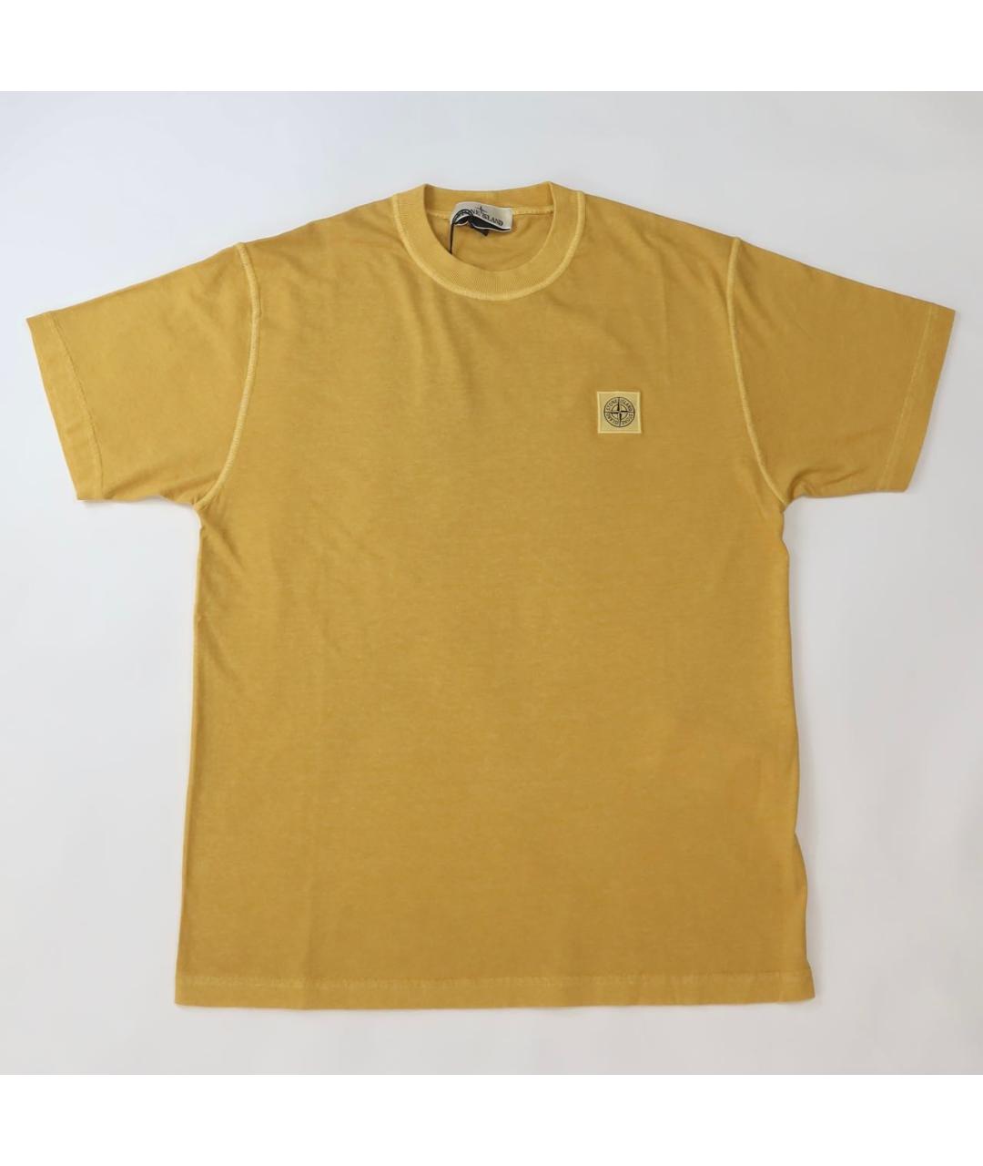 STONE ISLAND Горчичная хлопковая футболка, фото 5