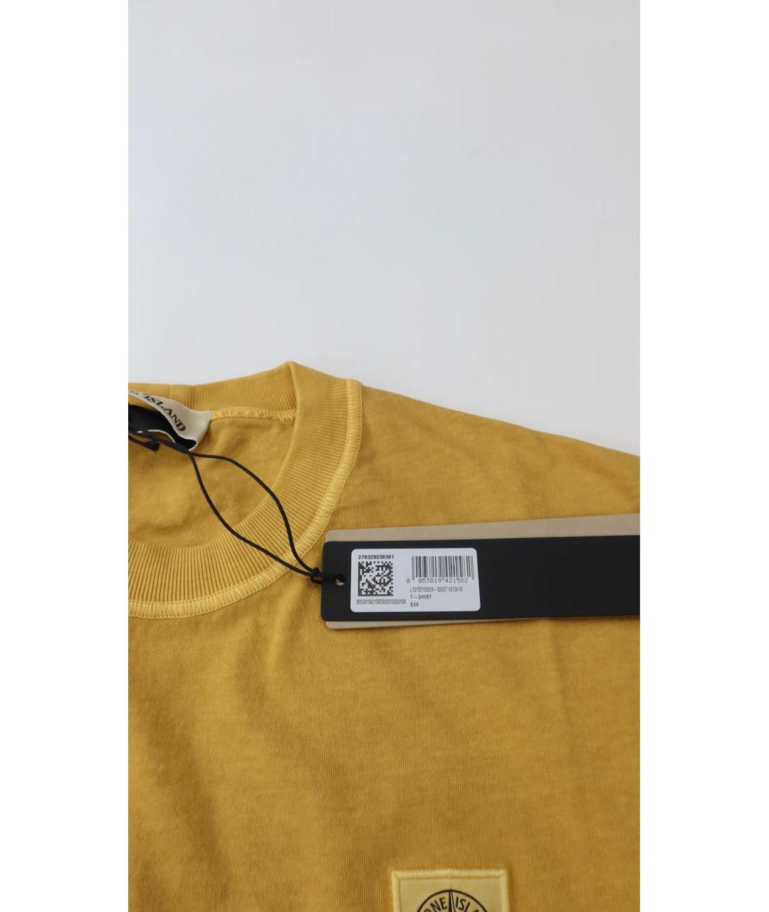 STONE ISLAND Горчичная хлопковая футболка, фото 4