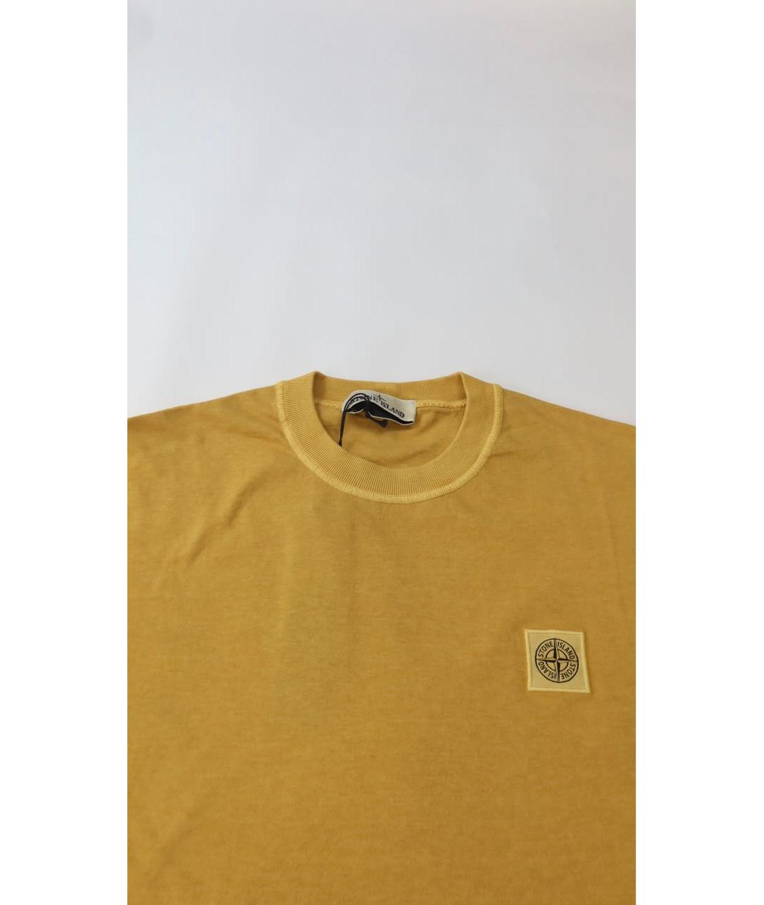 STONE ISLAND Горчичная хлопковая футболка, фото 3