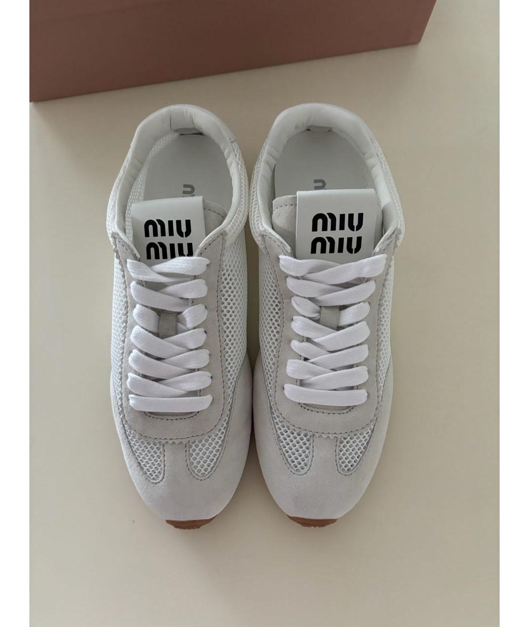 MIU MIU Белые текстильные кеды, фото 2