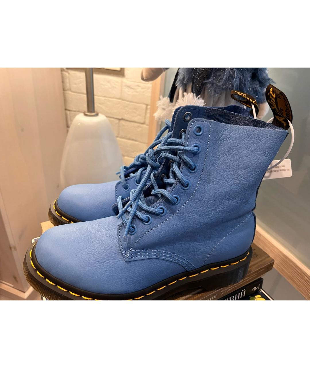 DR. MARTENS Синие кожаные ботинки, фото 5