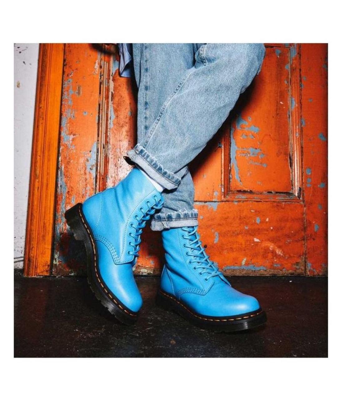 DR. MARTENS Синие кожаные ботинки, фото 4