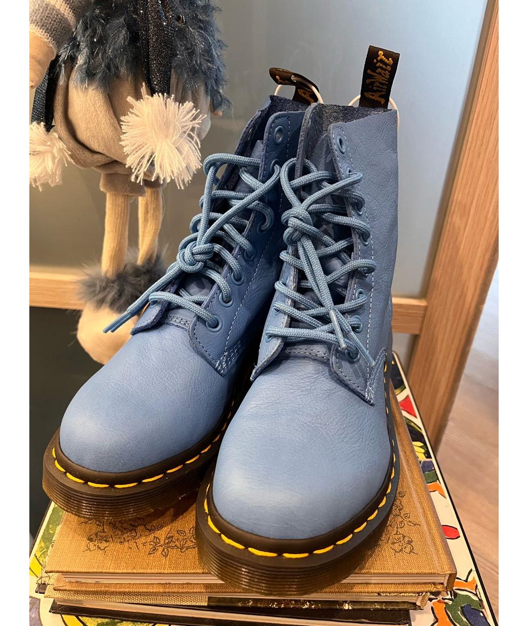 DR. MARTENS Синие кожаные ботинки, фото 6