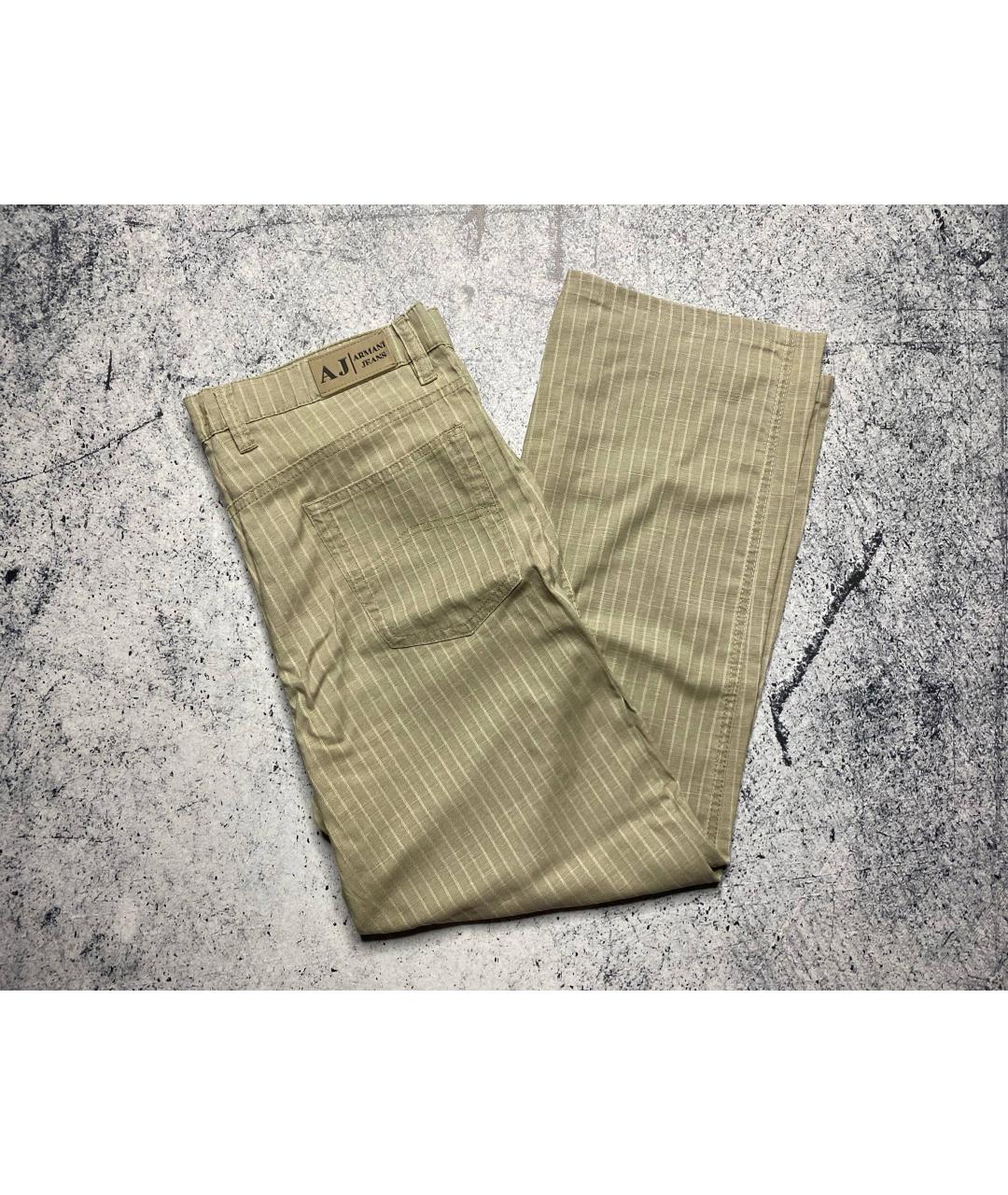 ARMANI JEANS Бежевые льняные брюки чинос, фото 3