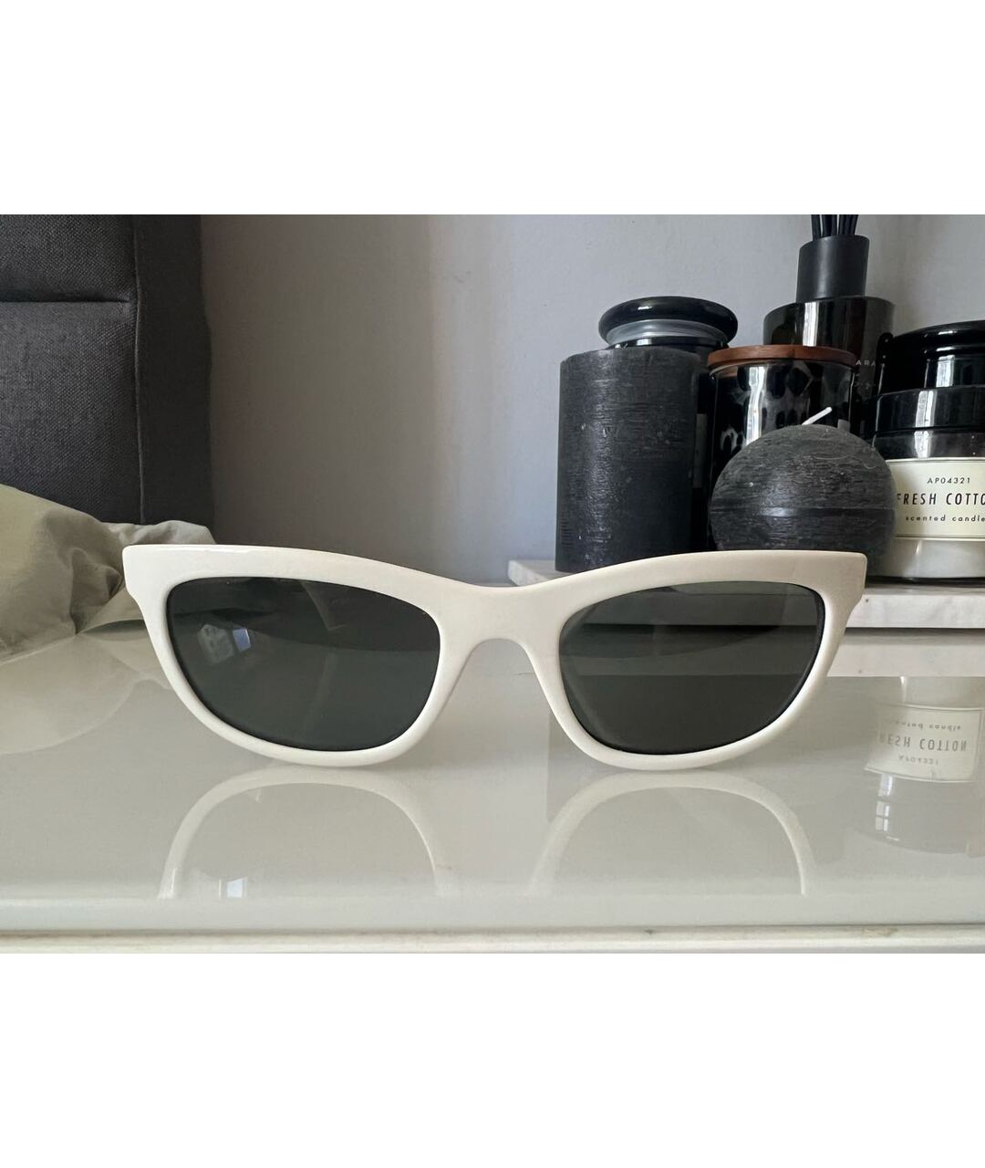 SAINT LAURENT Белые пластиковые солнцезащитные очки, фото 5