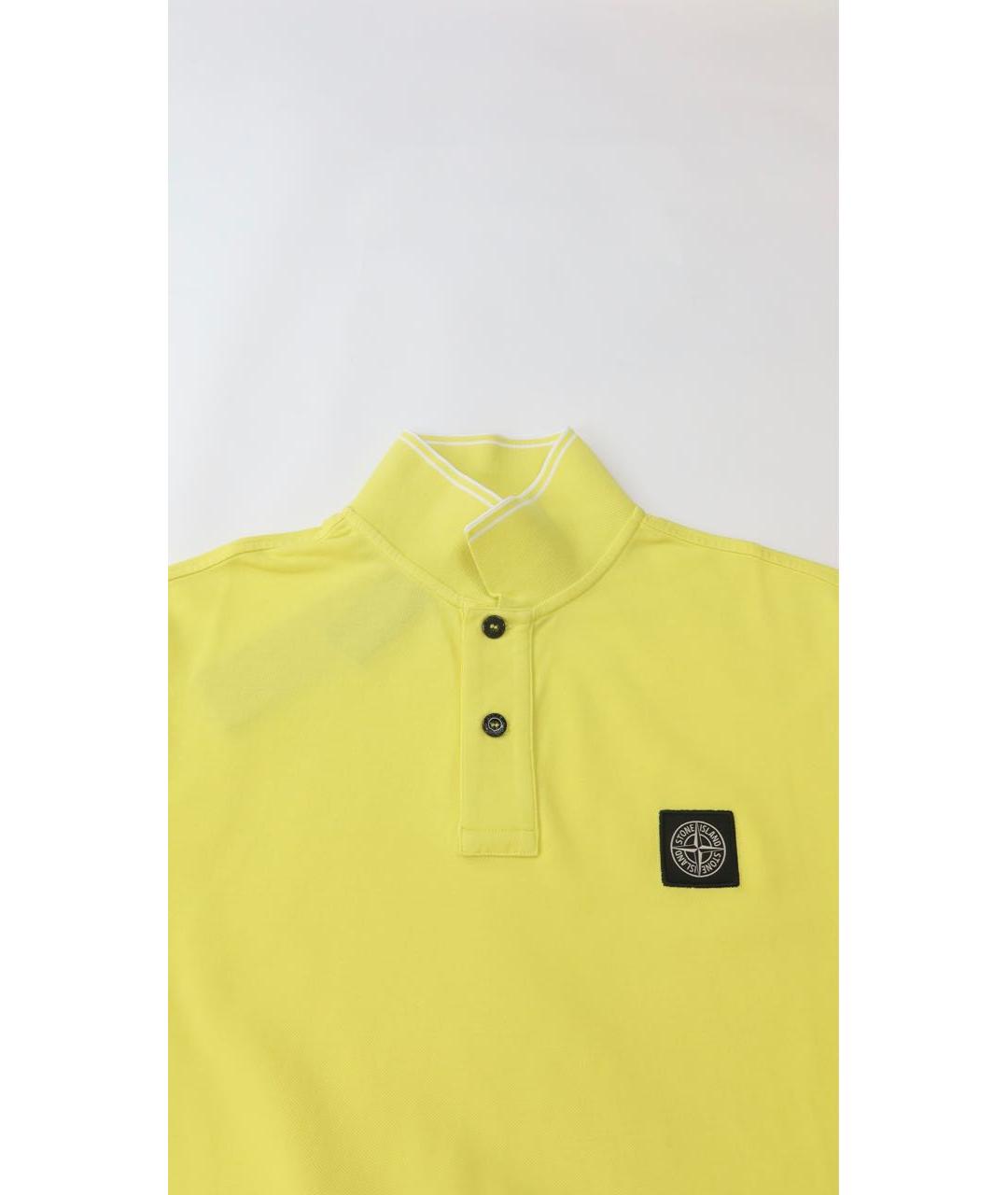 STONE ISLAND Желтое хлопковое поло с коротким рукавом, фото 3