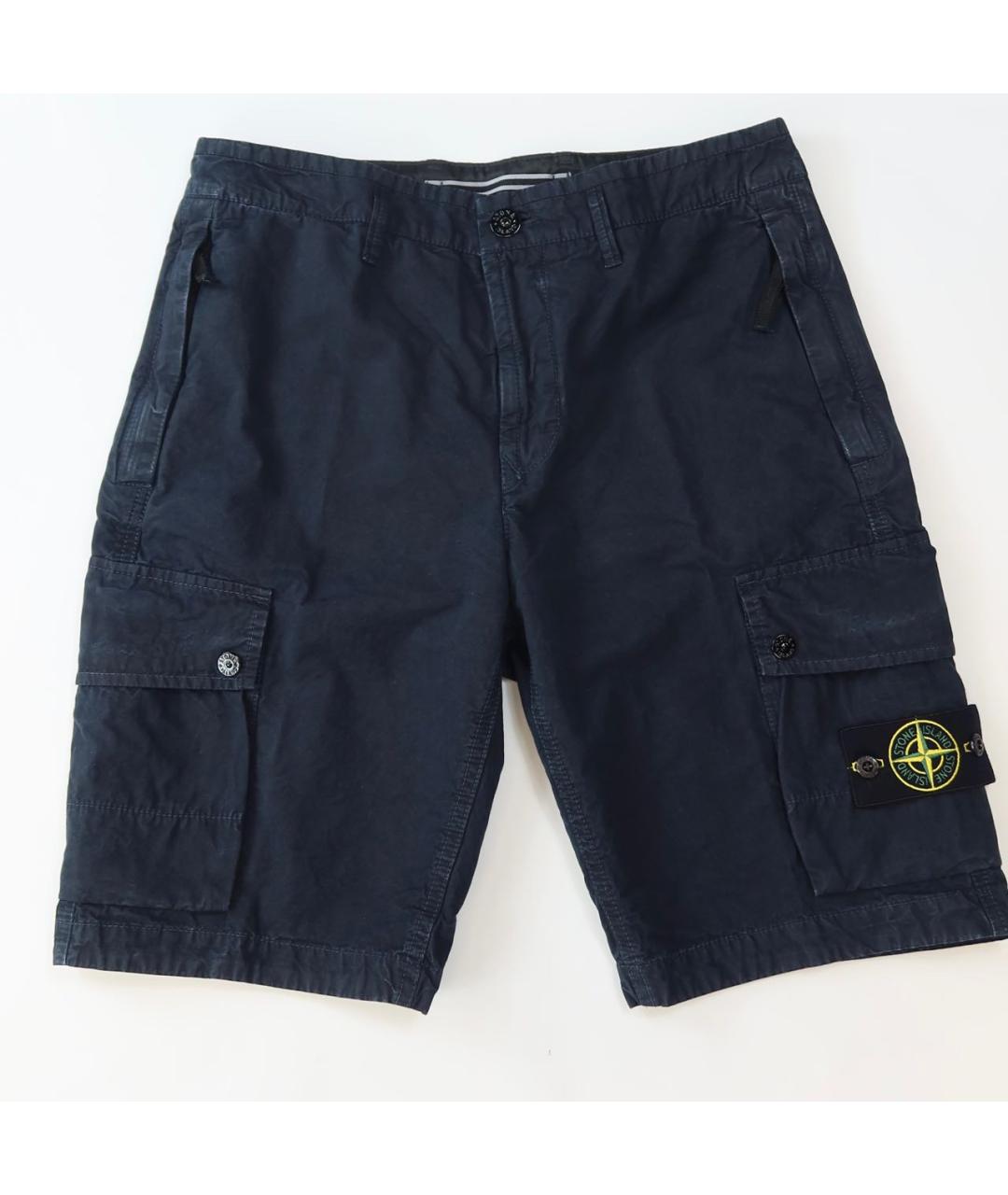 STONE ISLAND Темно-синие хлопковые шорты, фото 7