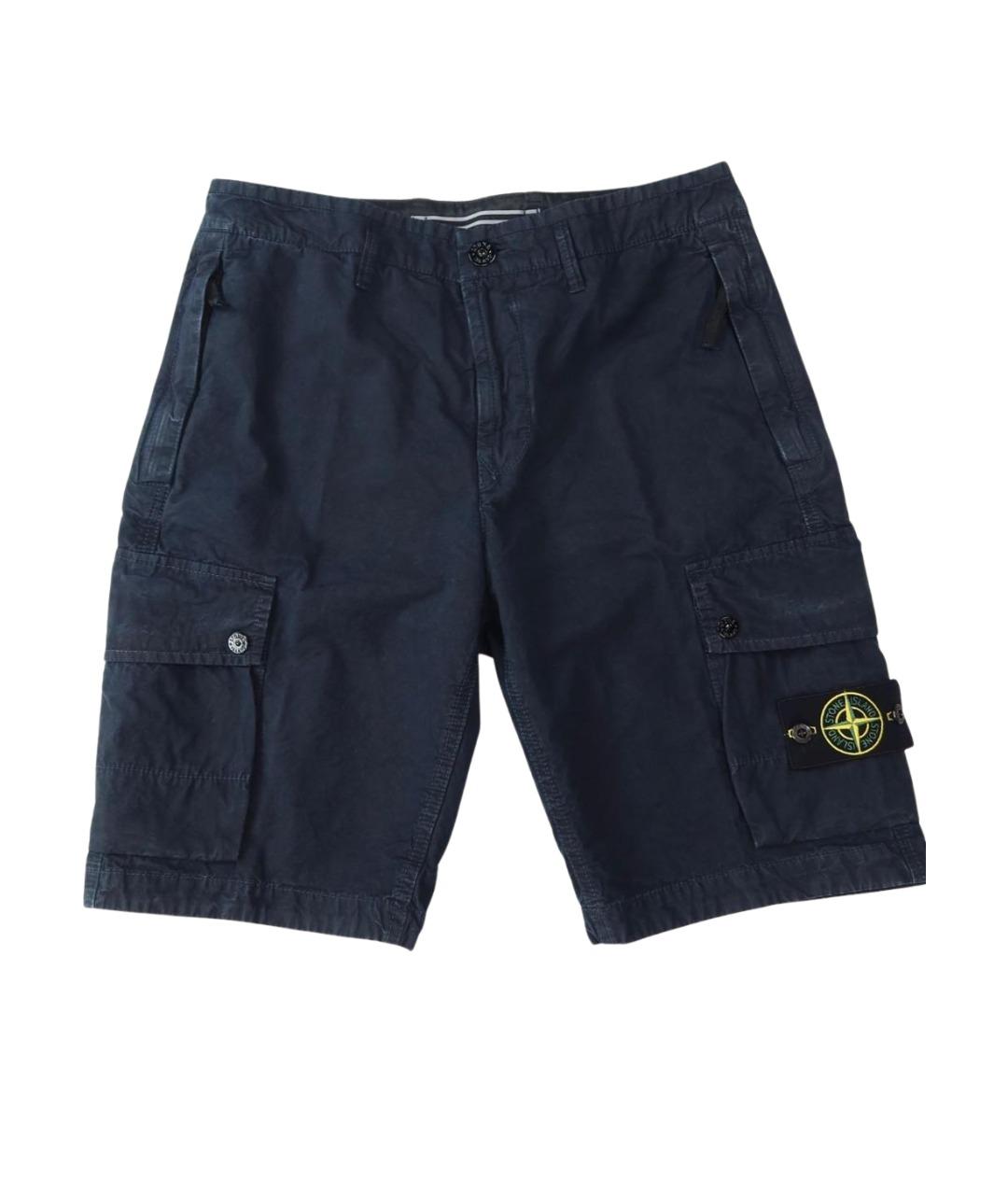 STONE ISLAND Темно-синие хлопковые шорты, фото 1