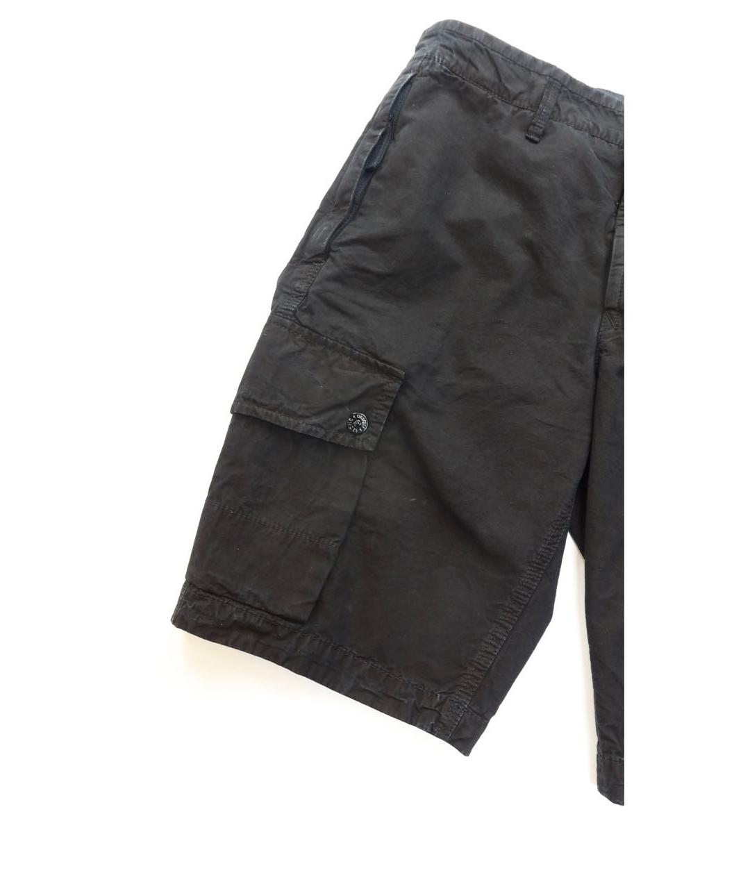 STONE ISLAND Черные хлопковые шорты, фото 3