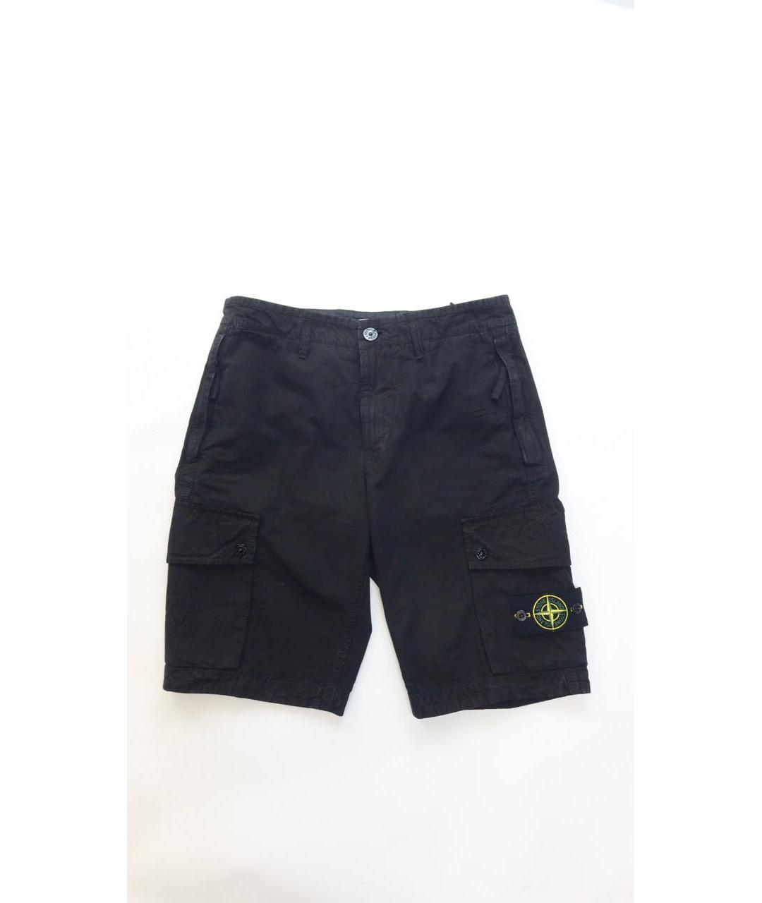 STONE ISLAND Черные хлопковые шорты, фото 6