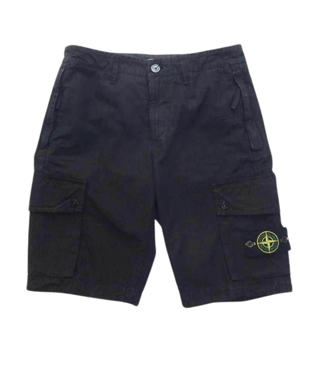 STONE ISLAND Черные хлопковые шорты, фото 1
