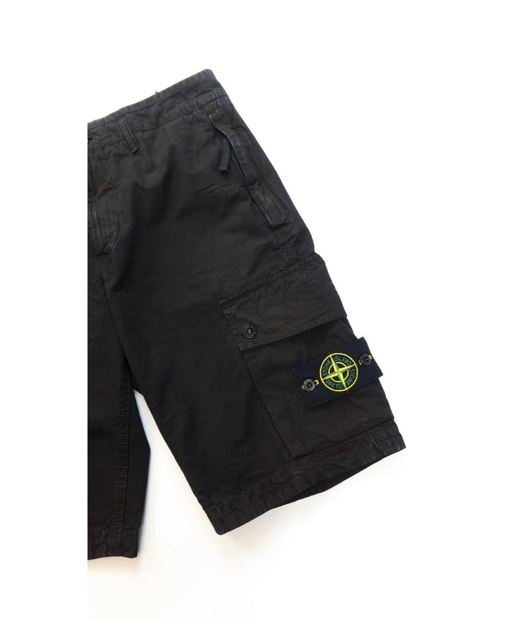 STONE ISLAND Черные хлопковые шорты, фото 2
