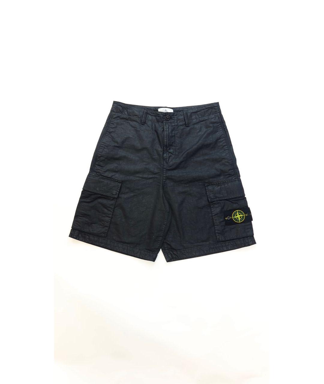 STONE ISLAND Черные хлопковые шорты, фото 4