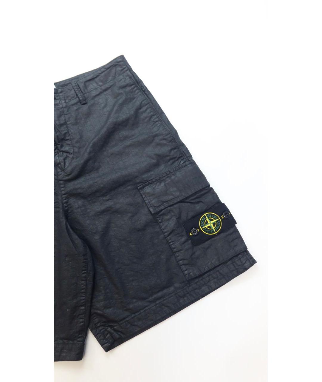 STONE ISLAND Черные хлопковые шорты, фото 2
