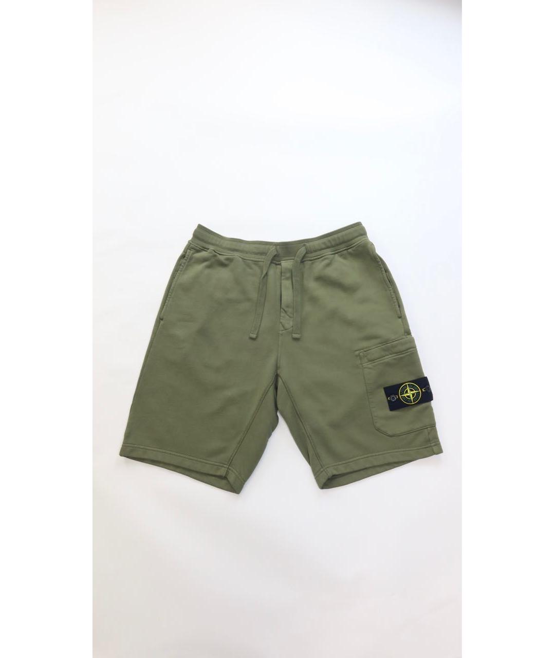 STONE ISLAND Хаки хлопковые шорты, фото 7