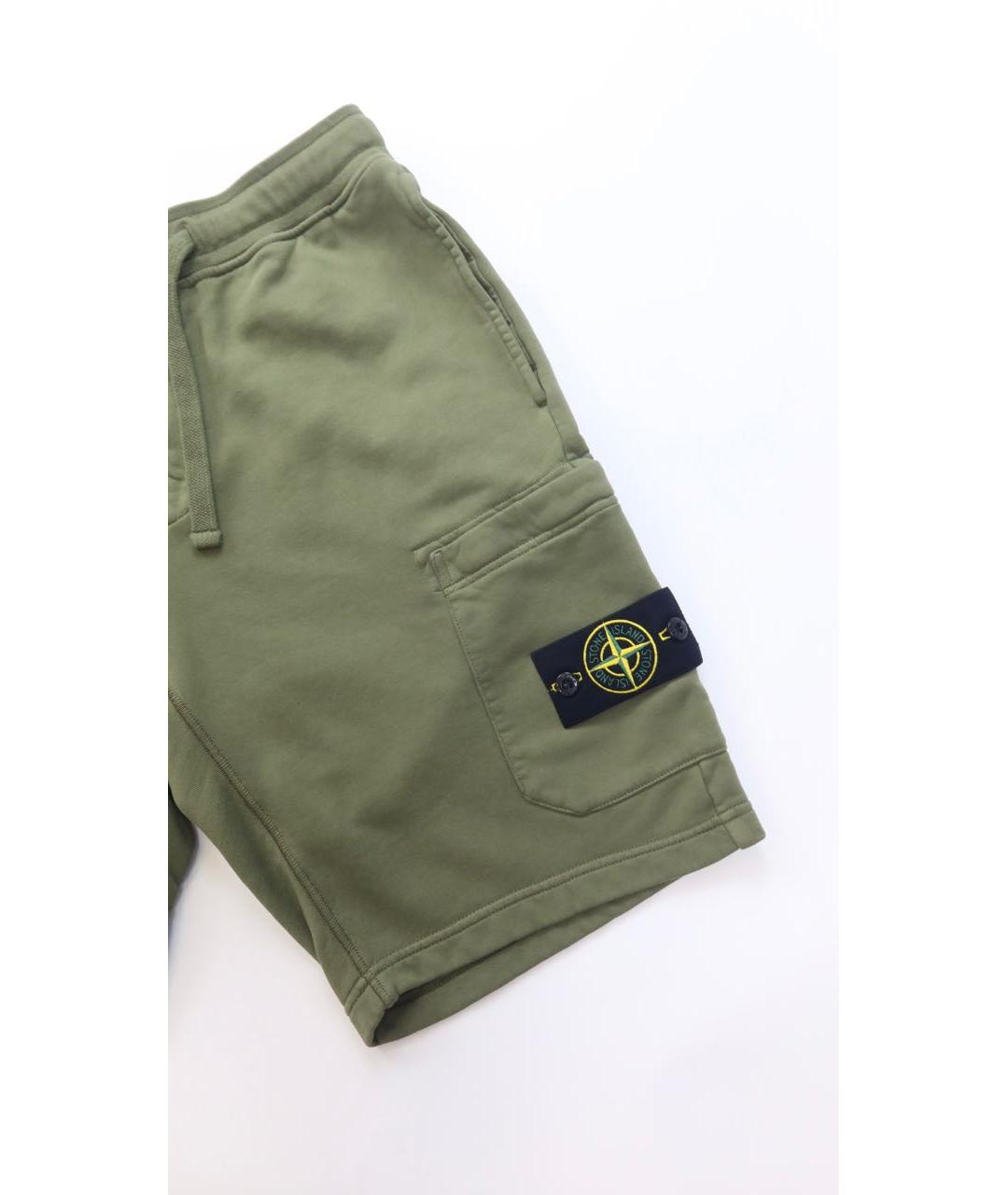 STONE ISLAND Хаки хлопковые шорты, фото 2