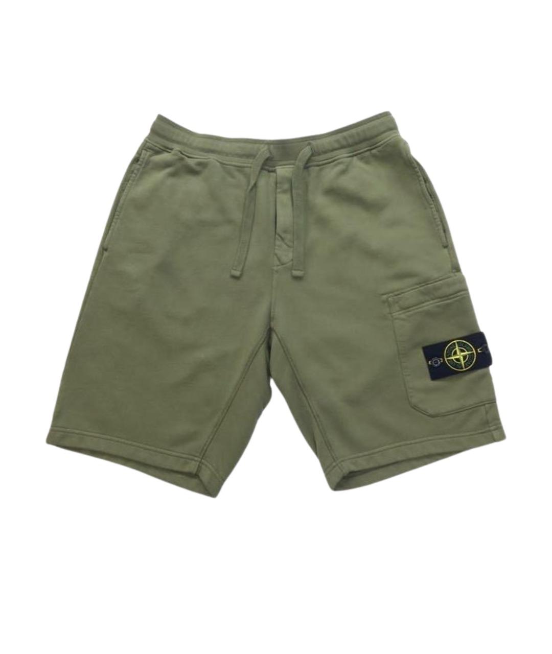 STONE ISLAND Хаки хлопковые шорты, фото 1