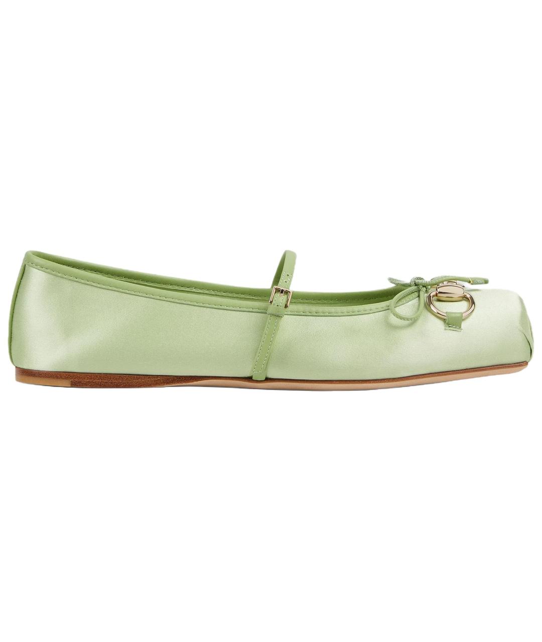 GUCCI Салатовые текстильные балетки, фото 1