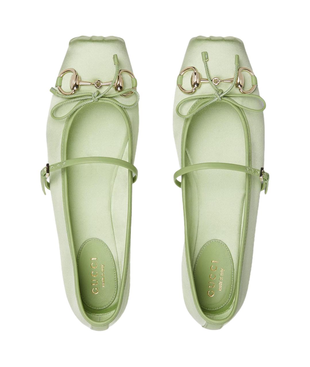 GUCCI Салатовые текстильные балетки, фото 4