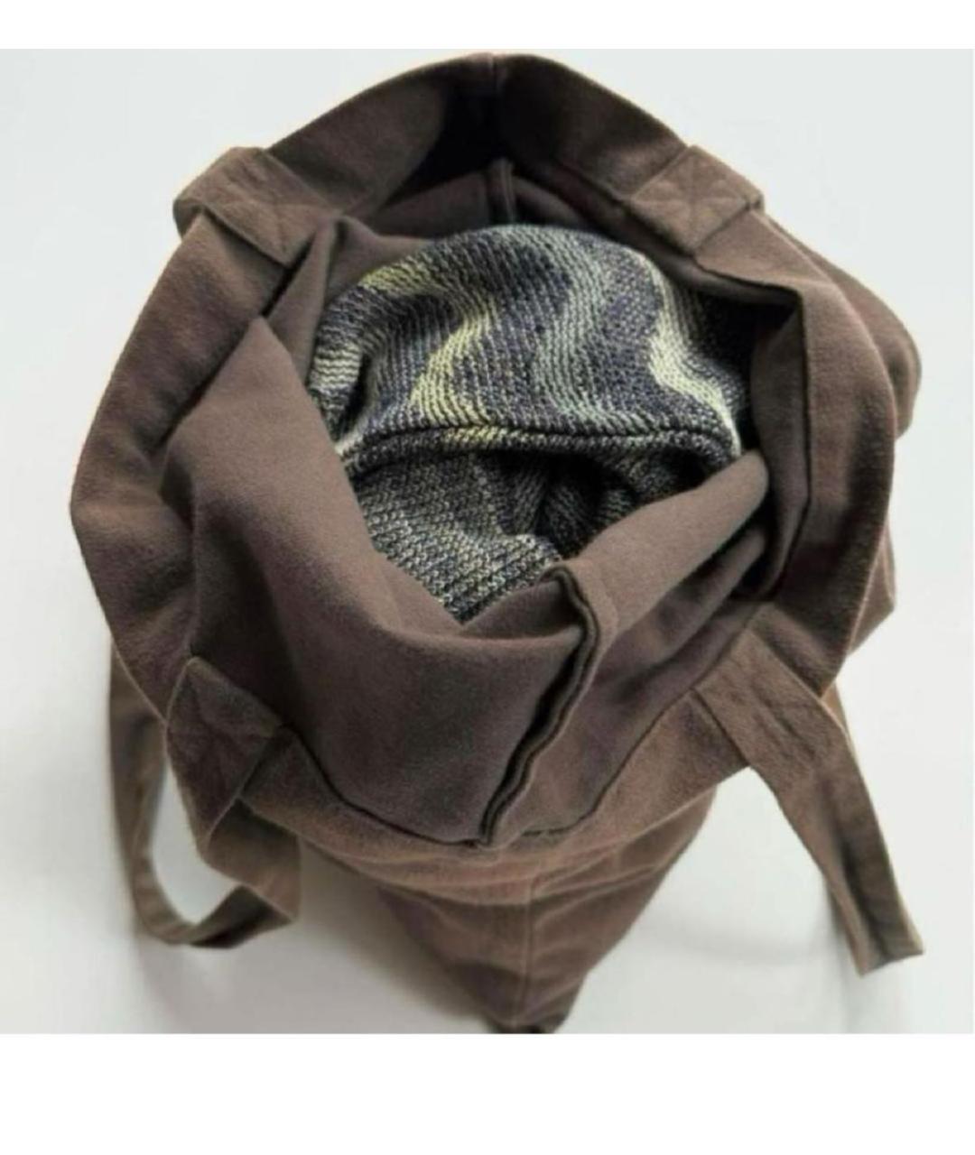 RICK OWENS DRKSHDW Коричневая хлопковая сумка тоут, фото 8