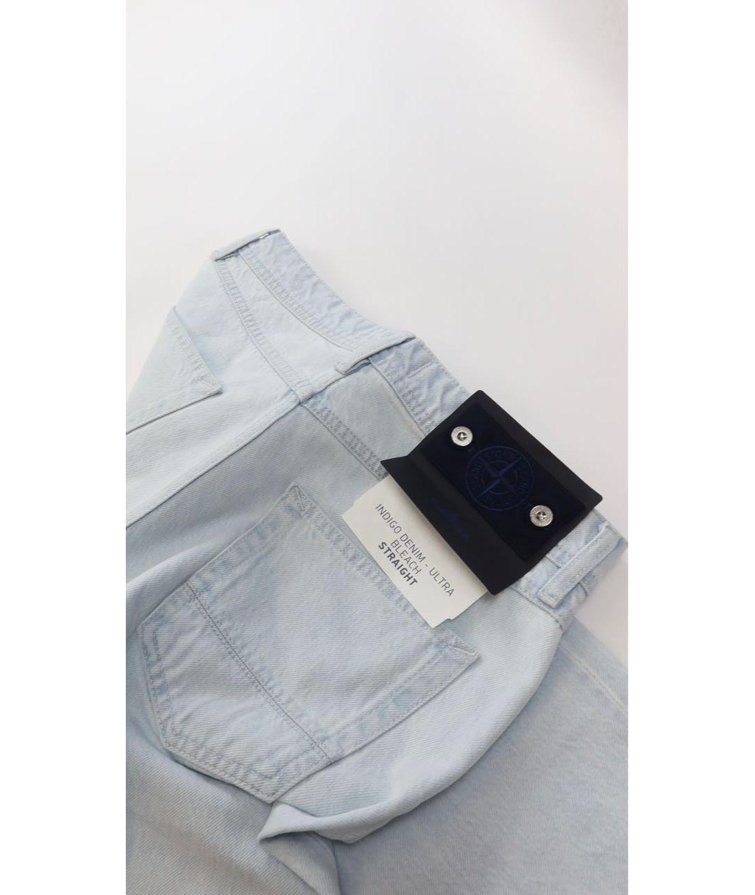 STONE ISLAND Бирюзовые хлопковые прямые джинсы, фото 6