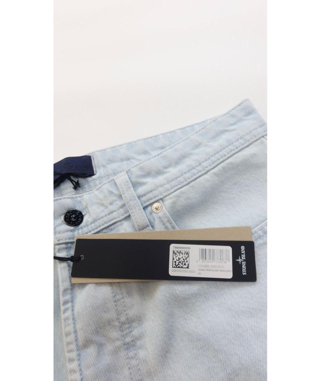 STONE ISLAND Бирюзовые хлопковые прямые джинсы, фото 5
