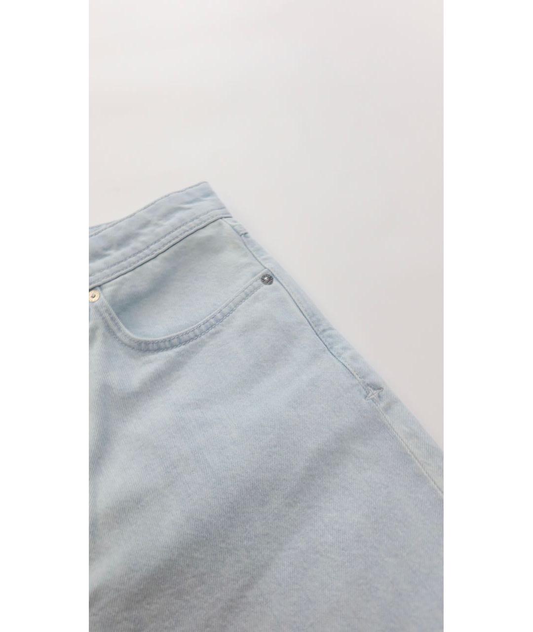 STONE ISLAND Бирюзовые хлопковые прямые джинсы, фото 3
