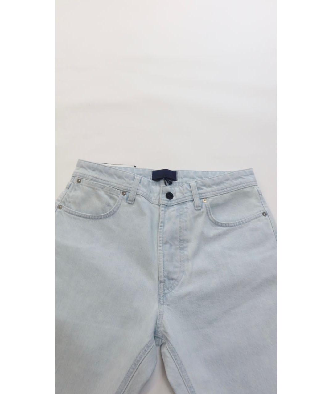 STONE ISLAND Бирюзовые хлопковые прямые джинсы, фото 4